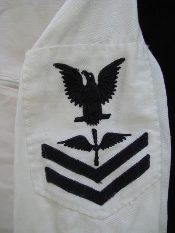 vintage white USN Aviation Machinist's Mate uniform w/crow patch