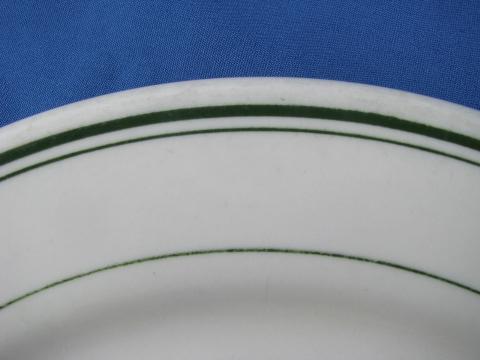 vintage white ironstone Homer Laughlin Best China plates, green band border