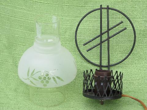 vintage wirework wall sconce lamp or reading light, farmhouse chimney