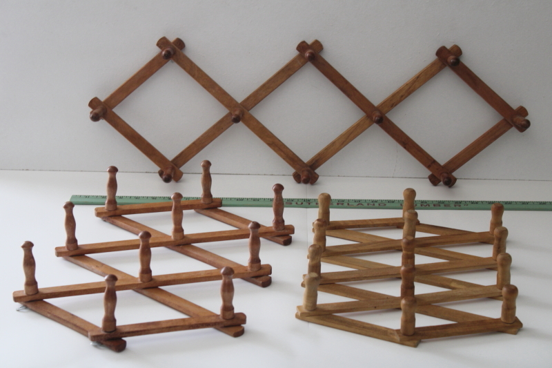 vintage wood accordion racks, wall mount hanger peg boards for entry way or kitchen storage