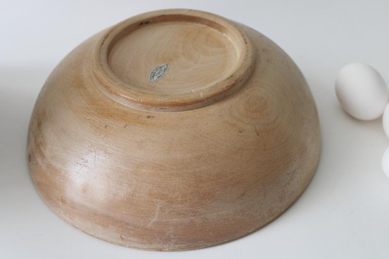 vintage wood bowl, modern farmhouse cottage kitchen simple plain wooden salad bowl 