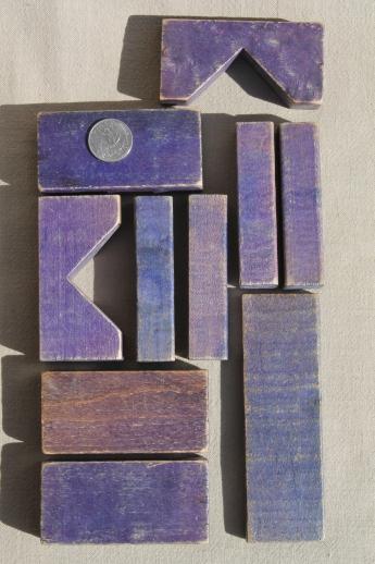 vintage wood building blocks in print cotton bag Primary Block set Playskool toy blocks