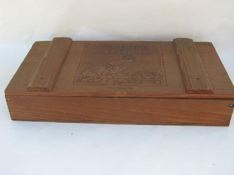 vintage wood chocolate box full old wooden game parts, altered art lot