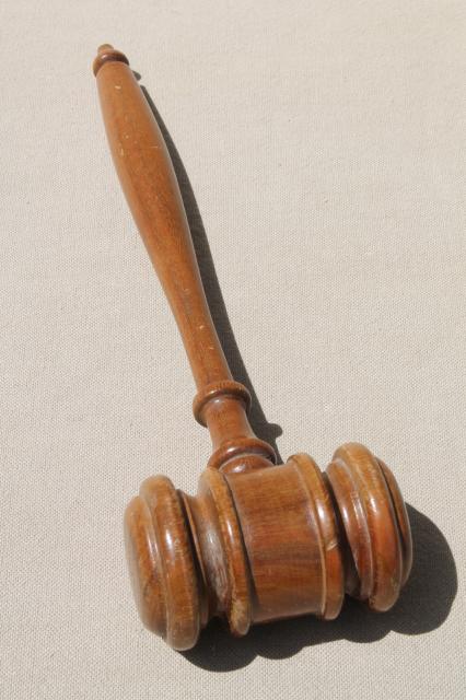 vintage wood gavel, judge gavel or auctioneer's hammer
