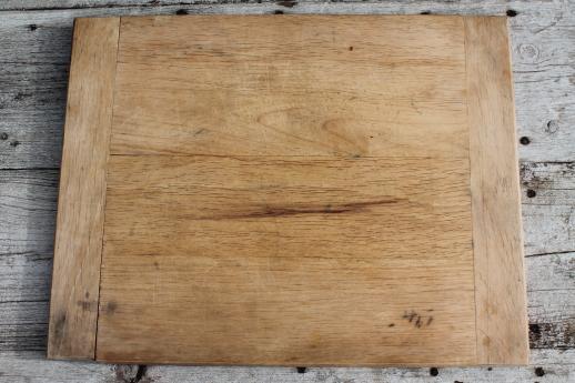 vintage wood kitchen carving / cutting board, big old wooden bread board