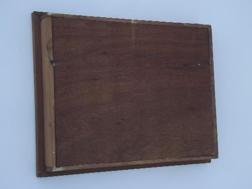 vintage wood shadowbox frame, type case style miniature display shelves