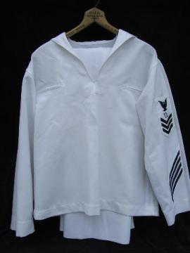 vintage work white Navy jumper uniform, size 44R, Operations Specialist patch