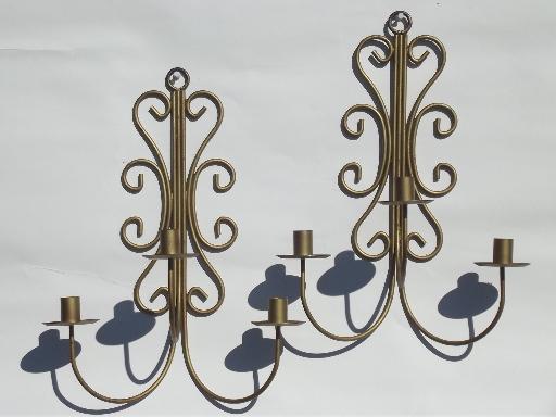 vintage wrought iron wall sconces, hanging chandelier candle holders