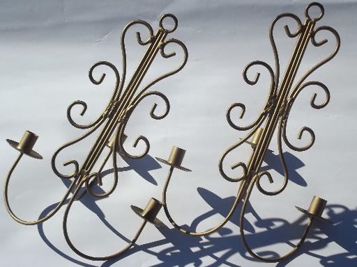 vintage wrought iron wall sconces, hanging chandelier candle holders