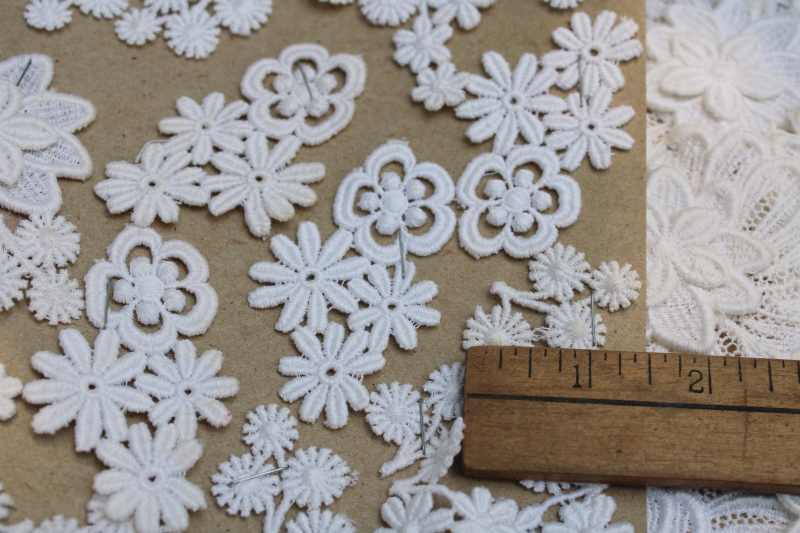 white lace embroidery appliques for crafts, vintage style wedding bridal sewing projects