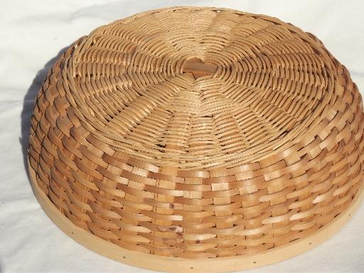 wood splint basket chip & dip server, round serving basket w/ center bowl