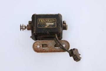 working antique electric motor for Franklin sewing machine, vintage Sears, Roebuck metal label