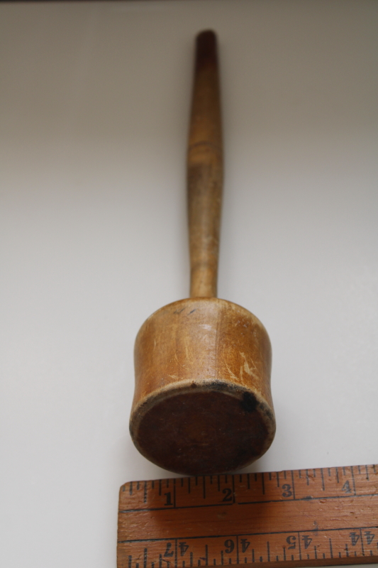 worn old wood potato masher, french country style vintage farmhouse kitchen tool crock tamper