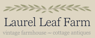 the logo of Laurel Leaf Farm, vintage farmhouse and cottage antiques