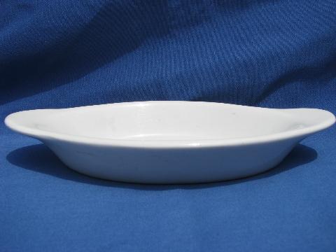 10 individual gratins, old oven proof ironstone china oval gratin pans