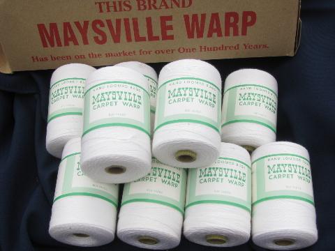 10 spools vintage Maysville cotton rug thread, carpet warp weaving cord