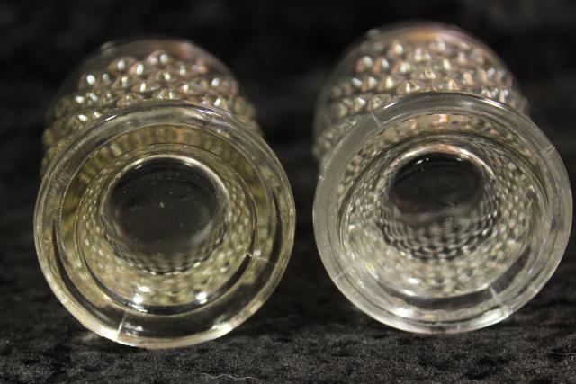 10 vintage Anchor Hocking hobnail clear glass whiskey shot glasses, nice mini vases!