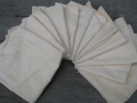 12 kitchen dish towels, vintage unbleached cotton flour sack fabric
