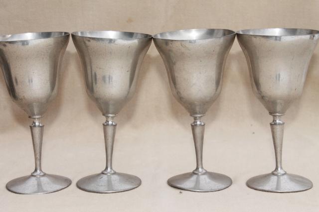 12 pewter goblets, large wine / water glasses, vintage New Amsterdam Silver New York
