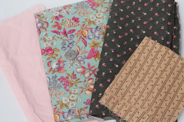 12 pounds vintage fabric, lot country quilting prints & solids, 80s cotton & blends