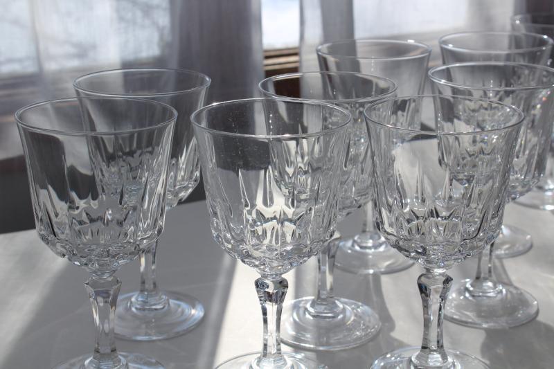 12 wine glasses or water goblets, vintage French crystal Versailles Cristal d'Arques