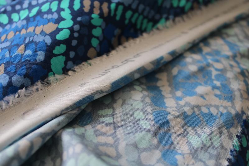 12 yards Moda rayon fabric made in Japan, batik style print cool colors on blue