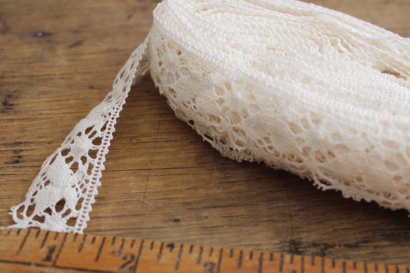 12 yards new old stock vintage cotton lace edging sewing trim, cluny lace machine made