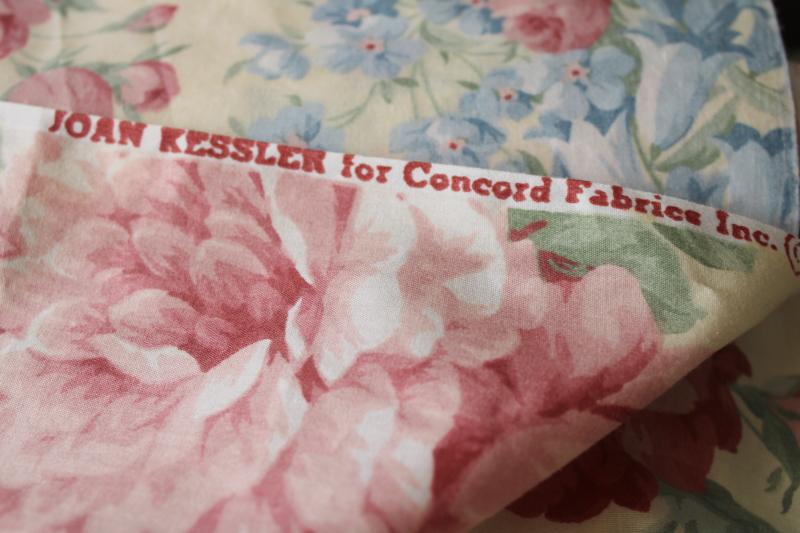 15 yards vintage cotton fabric romantic shabby floral print decorator chic 