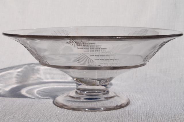 1800s antique flint glass compote bowl, early American pressed pattern glass