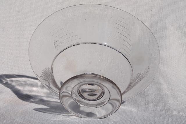 1800s antique flint glass compote bowl, early American pressed pattern glass