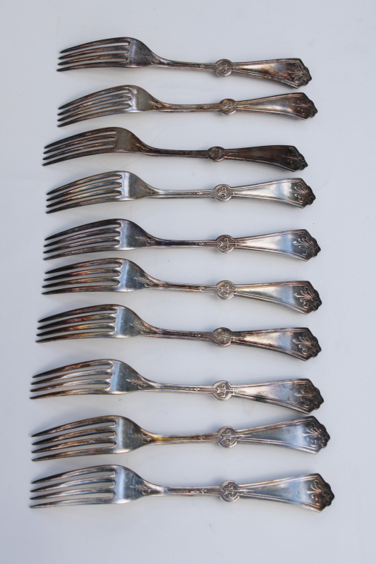 1870s antique Rogers  Smith silver plated dinner forks aesthetic period Persian pattern
