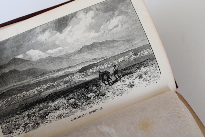 1870s antique travel adventures book California, Colorado Rocky mountains