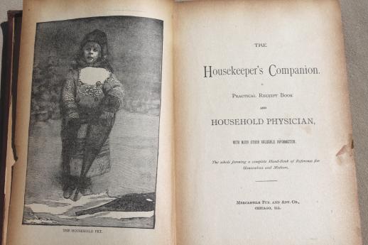 1880s The Housekeeper's Companion, antique book of receipt (recipes) & doctoring