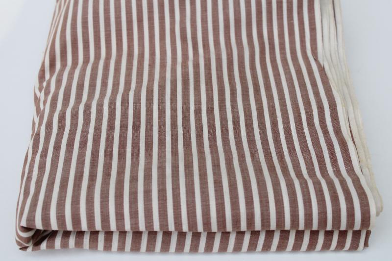 1920s 30s vintage cotton work shirt shirting fabric, tan & white woven ...