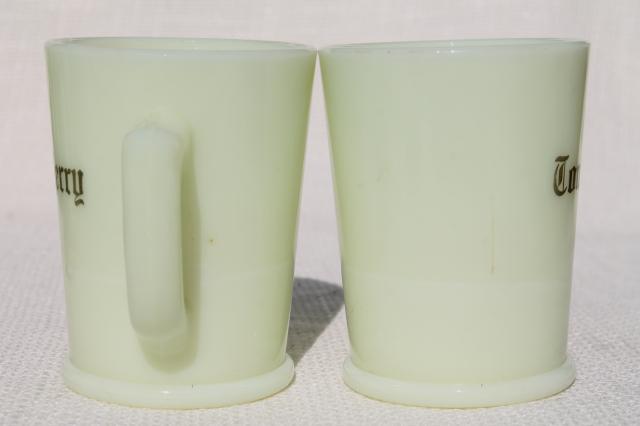 1920s 30s vintage custard glass punch cups, McKee seville yellow glass Tom & Jerry mugs