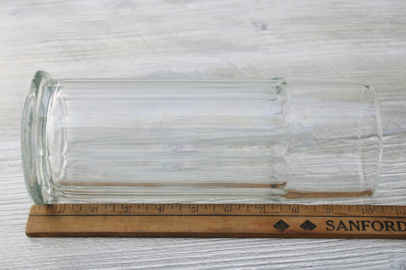 1920s 30s vintage drinking straw holder, tall jar Heisey colonial panel pattern pressed glass
