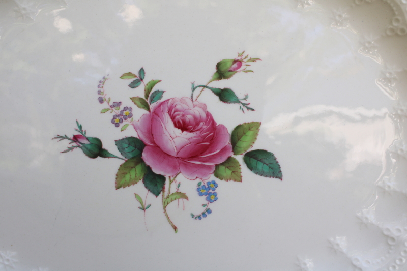 1920s vintage Copeland Spode Billingsley Rose Jewel shape turkey platter, antique china