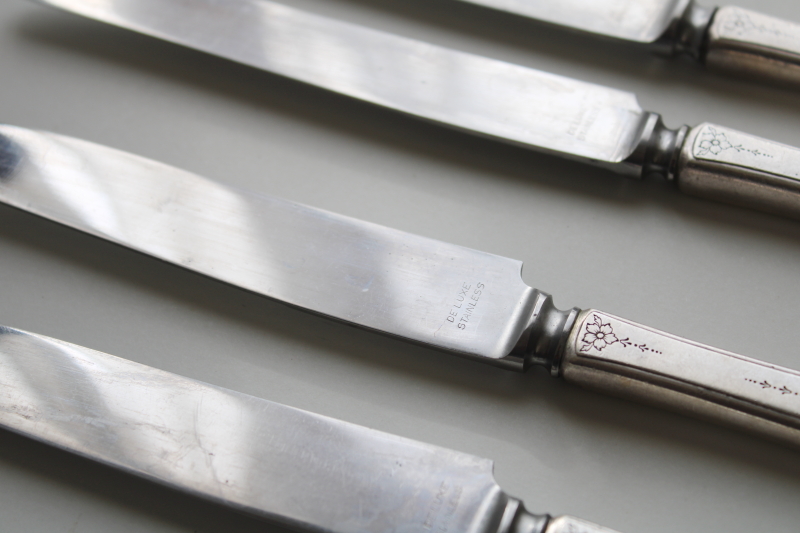 1920s vintage Paul Revere Oneida Community silver plate flatware, table knives dinner forks