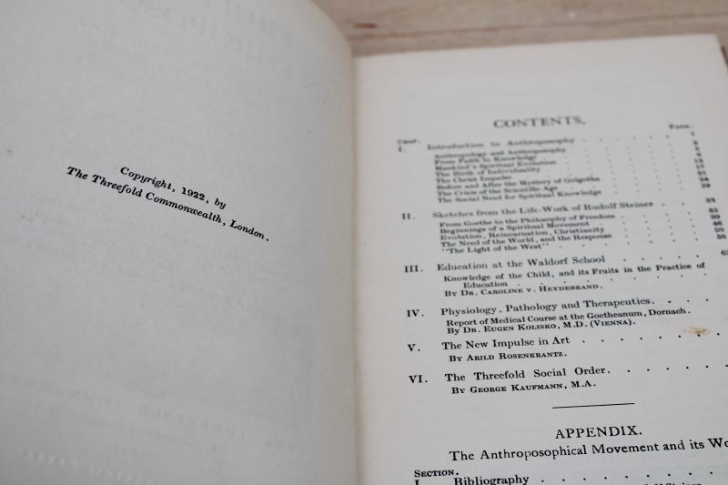 1920s vintage book Rudolf Steiner philosophy, introduction to Anthroposophy