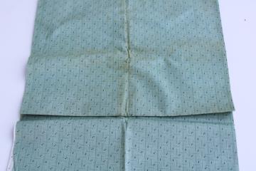 1920s vintage cotton fabric, browned antique shirting woven print mint green