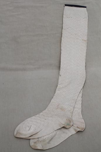 1920s vintage over the knee stockings, primitive knit socks in