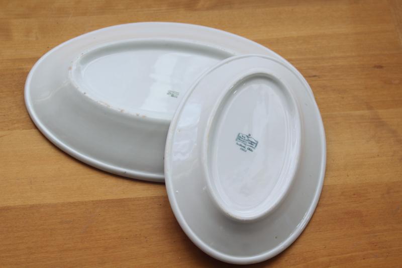 1930s - 1940s vintage restaurant china platters, heavy white ironstone ware