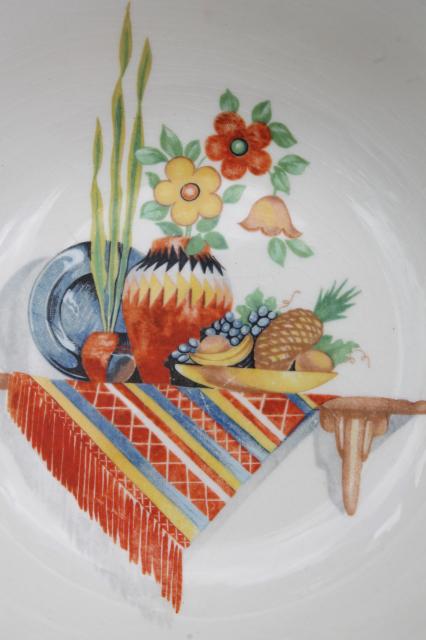 1930s 40s vintage Crown Ivory pottery bowl, Old Mexico cactus southwest hacienda