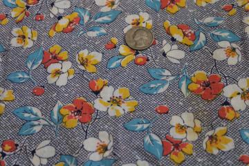 1930s 40s vintage flowered print cotton fabric, flour or feedsack fabric spotted