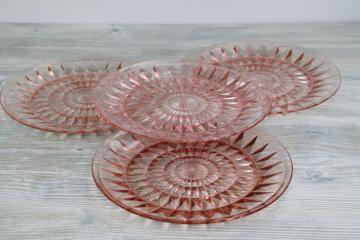 1930s 40s vintage pink depression glass dinner plates, Windsor pattern Jeannette glass