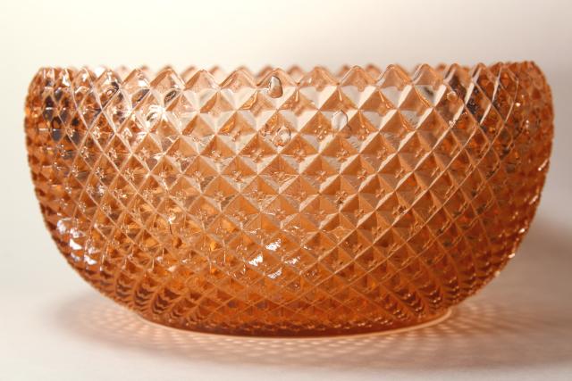 1930s Miss America pattern depression glass flower bowl, blush pink vintage glassware