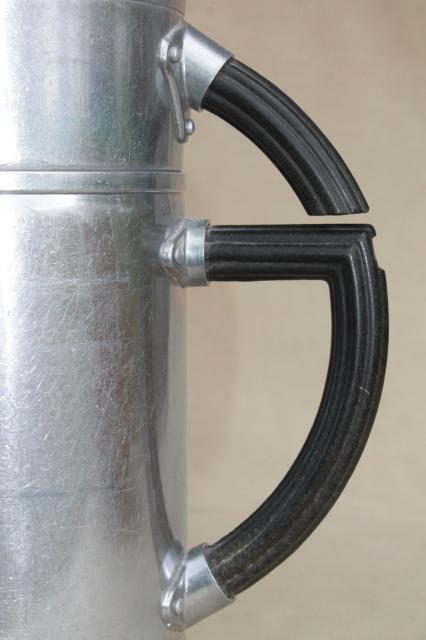 1930s art deco bakelite handle coffee percolator, Wear-Ever aluminum pot #956