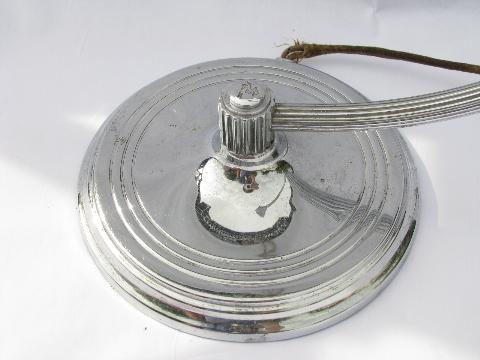 1930s art deco electric desk lamp, Chase chrome pivot head machine age light