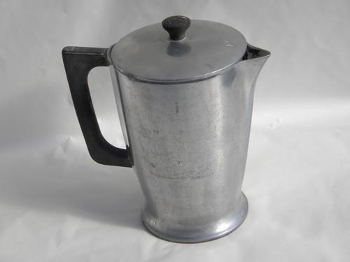 1930s deco vintage Cast-Rite heavy aluminum coffee pot covered pitcher