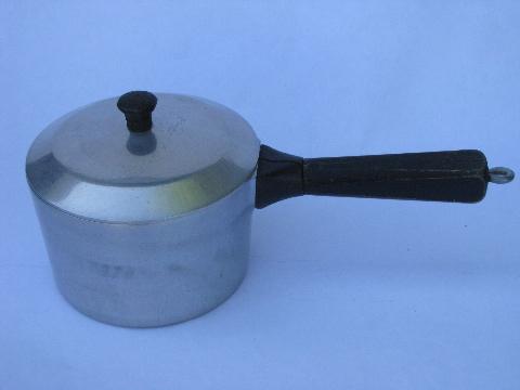 1930s deco vintage WearEver aluminum cookware, sauce pans w/lids